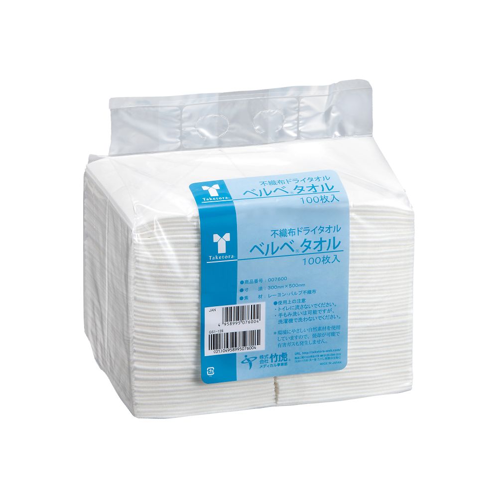 竹虎 ベルベタオル 100枚入 007600 1包（ご注文単位1包）【直送品】