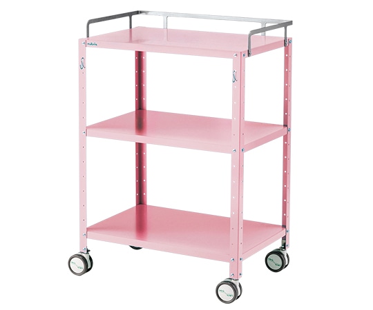 ナビス（アズワン） カラフルステンワゴン（フック付き） ラージ ピンク CSWL-3PF 1台（ご注文単位1台）【直送品】