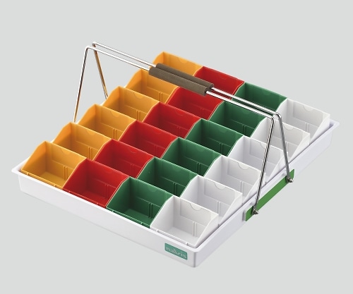 ナビス（アズワン） 散薬用トレー 24人用 緑・白・赤・黄 （Nケースタイプ） N-24RC（24人用） 1セット（ご注文単位1セット）【直送品】