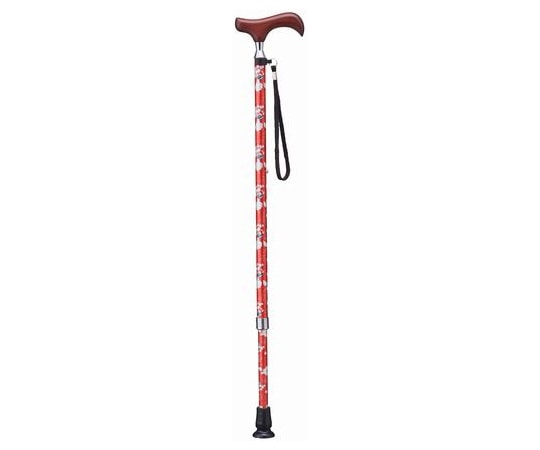 ケイ・ホスピア スリムネックお洒落ステッキ 伸縮式 ブラウン/花柄・赤 E-253A 1本(ご注文単位1本)【直送品】