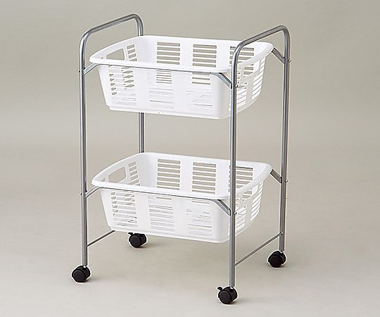 ナビス（アズワン） 脱衣カゴワゴン・ラック2段式 ホワイト キャスター有り YBW-2C 1台（ご注文単位1台）【直送品】