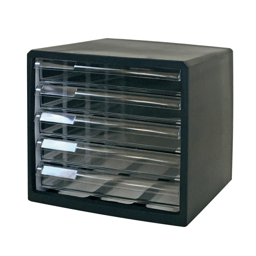 JEJアステージ カラーレターケース ブラック 浅型5段 M5 1個（ご注文単位1個）【直送品】