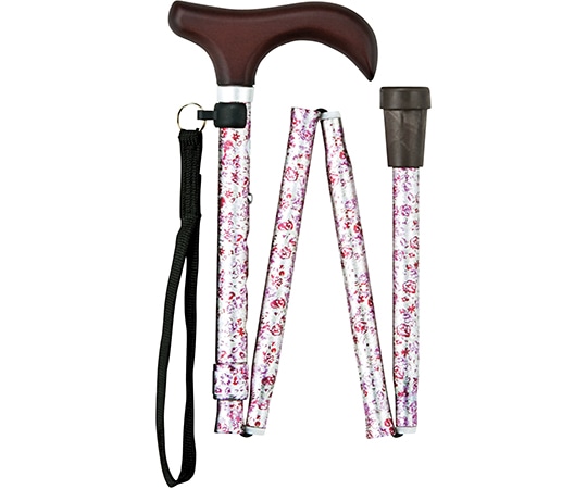 マキテック 充実ステッキ（折畳・カラー） 白花柄 FS-10WF 1本（ご注文単位1本）【直送品】