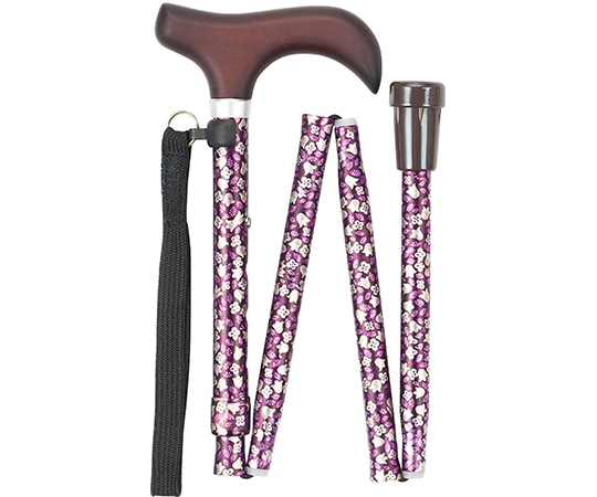 マキテック 充実ステッキ（折畳・カラー） 黒花柄 FS-10KF 1本（ご注文単位1本）【直送品】