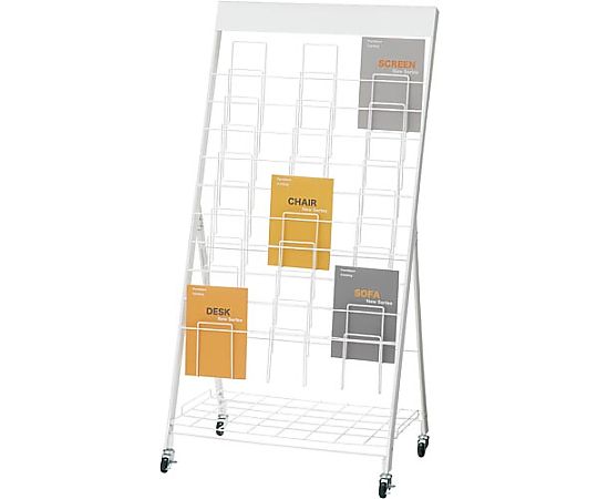 F.M.L キャスター付きパンフレットスタンド 10段3列 LFT7415LWH 1台(ご注文単位1台)【直送品】