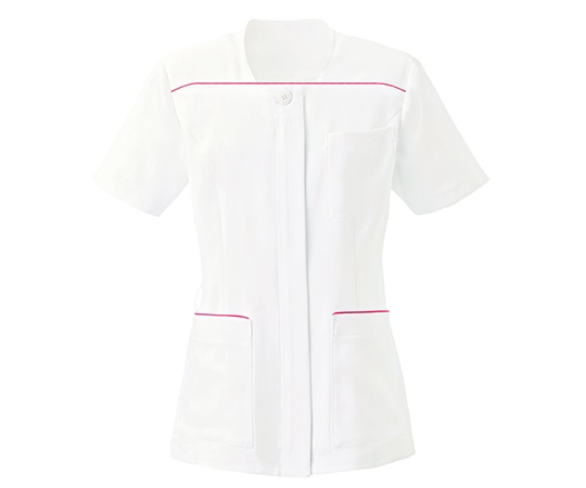 KAZEN レディスジャケット半袖 ホワイトxブリリアンピンク 11号 YW122-7 11 1枚（ご注文単位1枚）【直送品】