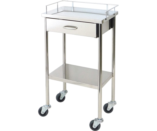 スギモト産業 ステンレス器械卓子（天板三方柵付・2段）引出付 W450×D350×H750mm 完成品 OA-16C 1台（ご注文単位1台）【直送品】