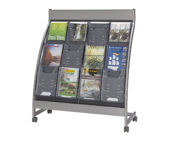 ナカキン パンフレットスタンド 4列3段（全画表示タイプ） グレー PSL-C403-GR 1台（ご注文単位1台）【直送品】