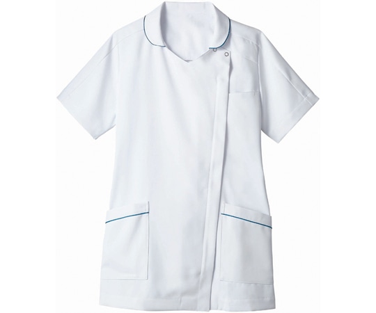 住商モンブラン ナースジャケット 半袖 白/ターコイズ M 73-2113 M 1枚（ご注文単位1枚）【直送品】