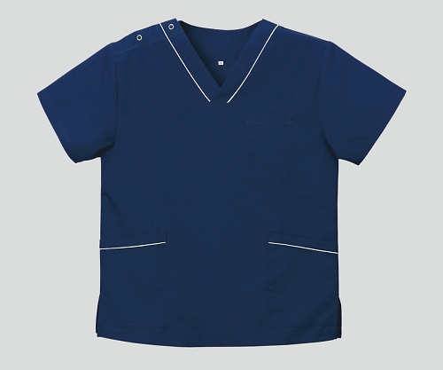 ディーフェイズ ウェア スクラブ(右肩ドットボタン留め/両脇スリット)インディゴフレッシュ/L DS-2001 1枚(ご注文単位1枚)【直送品】