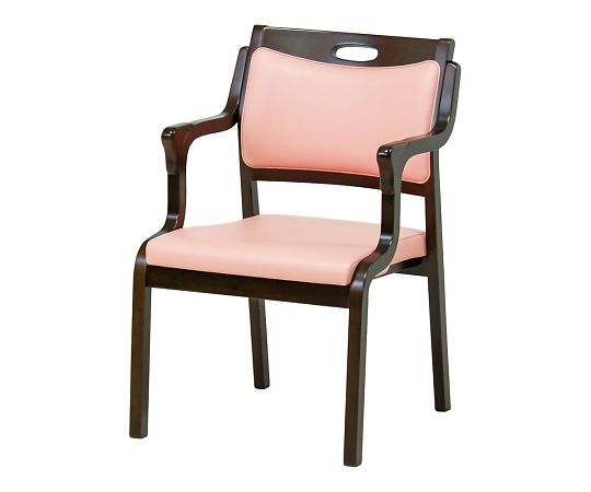 貞苅椅子製作所 スタッキングチェア 半ひじ・グリップ付 2脚入 ブラウン×ピンク Care-111-AC BR AL-P 1箱（ご注文単位1箱）【直送品】