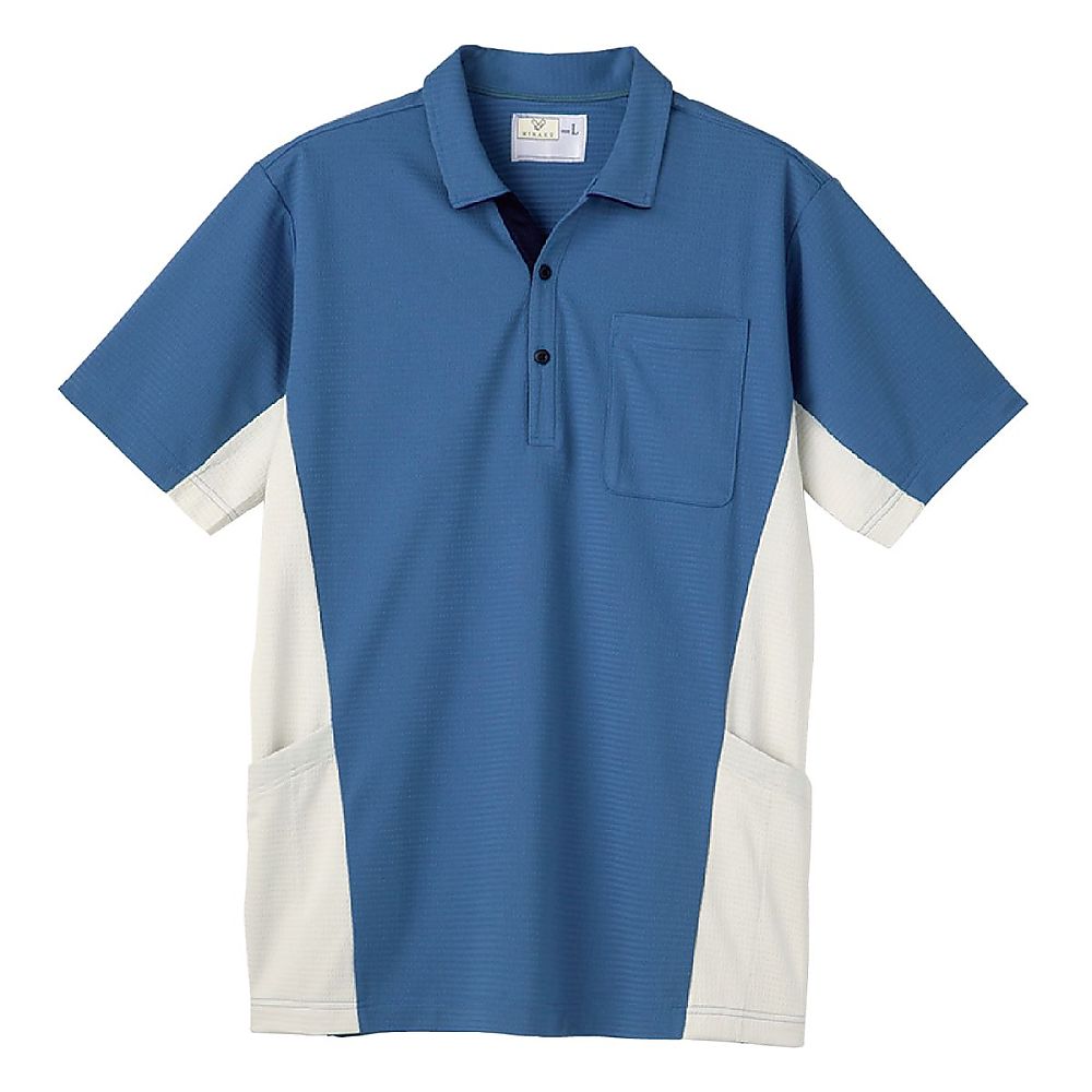 KIRAKU(トンボ) ケアワークシャツ ブルーグレー M(身丈70cm) CR219-78 M 1枚(ご注文単位1枚)【直送品】