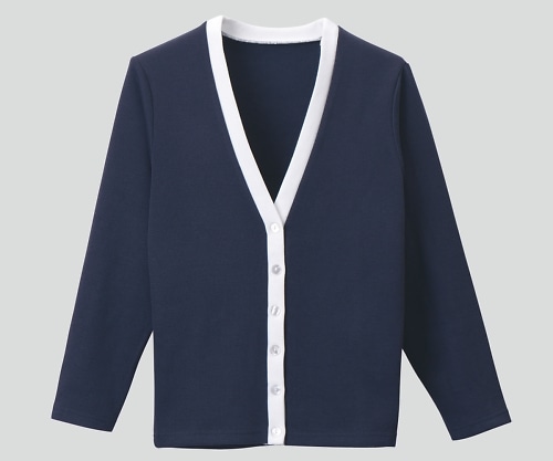 ディーフェイズ カーディガン(Vネック) LL ネイビー×ホワイト C-04 1枚(ご注文単位1枚)【直送品】