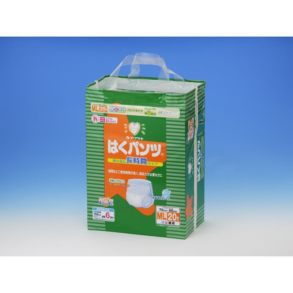 イワツキ はくパンツ 長時間 ML 1ケース（20枚×4袋入） 005-50177 1ケース（ご注文単位1ケース）【直送品】
