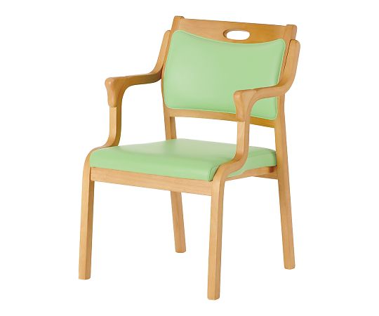 貞苅椅子製作所 スタッキングチェア 半ひじ・グリップ付 2脚入 ライトブラウン×グリーン Care-111-AC LB AL-G 1箱(ご注文単位1箱)【直送品】