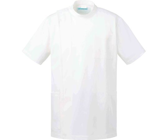 KAZEN メンズ医務衣 半袖 白 3L 253-10 3L 1枚(ご注文単位1枚)【直送品】