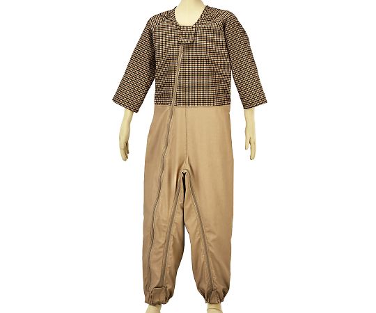 松本ナース産業 つなぎねまき ビンテージツイル WファスナーII型ホックカバー付 チェックキャメル S 4600 1枚（ご注文単位1枚）【直送品】