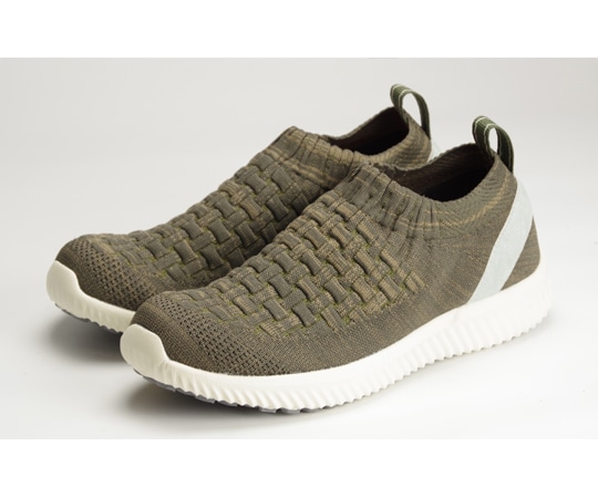 マリアンヌ製靴 ストレッチニットスニーカー カーキ スリッポンタイプ LL（25.0~25.5cm） WG140 1足（ご注文単位1足）【直送品】