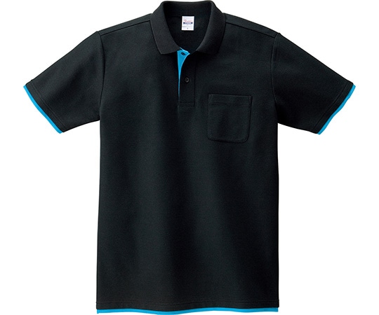 トムス ベーシックレイヤードポロシャツ ブラック×ターコイズ SS 195BYP 1着（ご注文単位1着）【直送品】