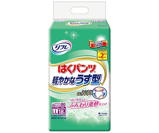 リブドゥコーポレーション リフレ はくパンツ 軽やかなうす型 LL 18枚×6袋 18335 1ケース（ご注文単位1ケース）【直送品】