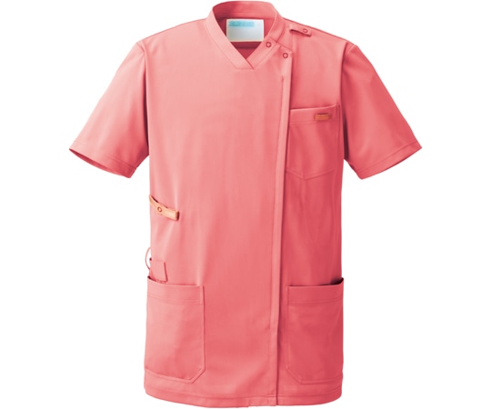 KAZEN スクラブジャケット男女半袖 コーラルピンク SS KZN715-24 SS 1枚（ご注文単位1枚）【直送品】