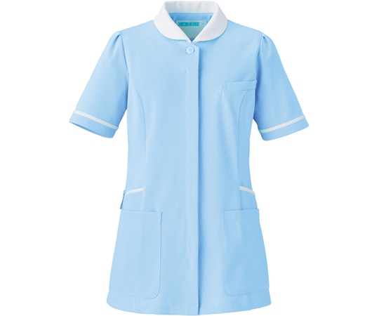 KAZEN レディスジャケット半袖 サックス×ホワイト 3L 776-21 1枚（ご注文単位1枚）【直送品】