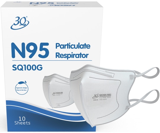 クー・メディカル・ジャパン N95微粒子用マスク 10枚×100箱 SQ100G 1ケース（ご注文単位1ケース）【直送品】