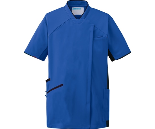 KAZEN スクラブジャケット半袖男女 ロイヤルブルー×ネイビー 3L 987-28 3L 1枚（ご注文単位1枚）【直送品】