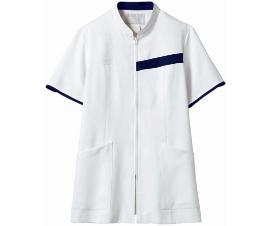 住商モンブラン ジャケット レディス 半袖 白/ネイビー L 73-2088 L 1枚(ご注文単位1枚)【直送品】