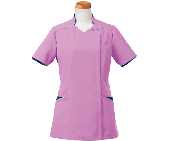 ヤギコーポレーション 半袖スクラブジャケット（レディース） ローズ×ネイビー S R8946-43 1枚（ご注文単位1枚）【直送品】