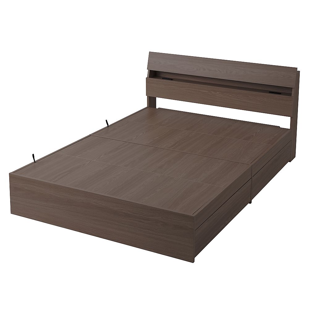 アズワン 収納ベッド ダブル ウォールナット STBS-D 1台（ご注文単位1台）【直送品】