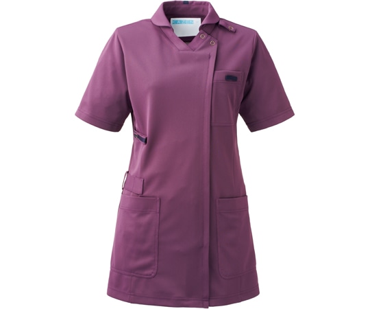 KAZEN レディススクラブジャケット半袖 ボルドー×ネイビー LL KZN710-27 LL 1枚（ご注文単位1枚）【直送品】