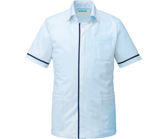 KAZEN メンズジャケット半袖 サックス 5L 095-21 5L 1枚（ご注文単位1枚）【直送品】