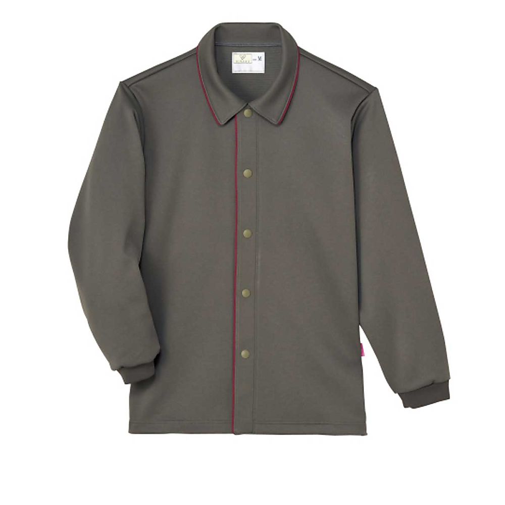 KIRAKU（トンボ） 前開きシャツ グレー×ワイン S（身丈66cm） CV204-318 S 1枚（ご注文単位1枚）【直送品】