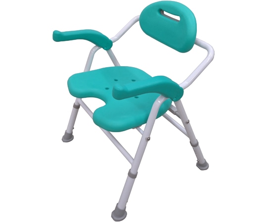 美和商事 折りたたみシャワーチェア U型座面 グリーン BF-01EU-GR 1台（ご注文単位1台）【直送品】
