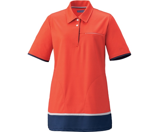 KAZEN レディスニットシャツ(チュニック)オレンジ×ネイビー L KZN233-14 1枚(ご注文単位1枚)【直送品】