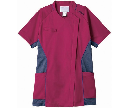 アズワン スクラブ レディス 半袖 バーガンディ×ネイビー L CHM356-89 L 1枚（ご注文単位1枚）【直送品】