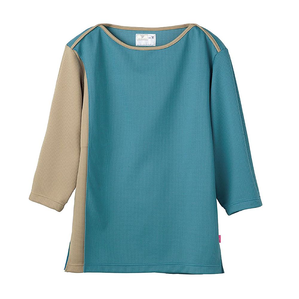 KIRAKU（トンボ） 前開き検診用シャツ アクアマリン×ライトブラウン S（身丈65cm） CV305-72 S 1枚（ご注文単位1枚）【直送品】