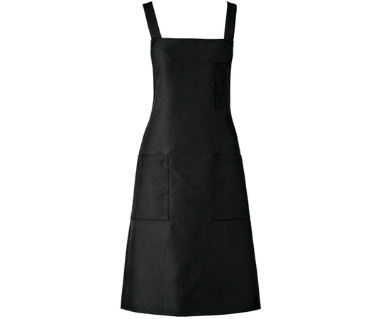 KAZEN 胸当てエプロン ブラック フリー KZN499-15 1枚(ご注文単位1枚)【直送品】