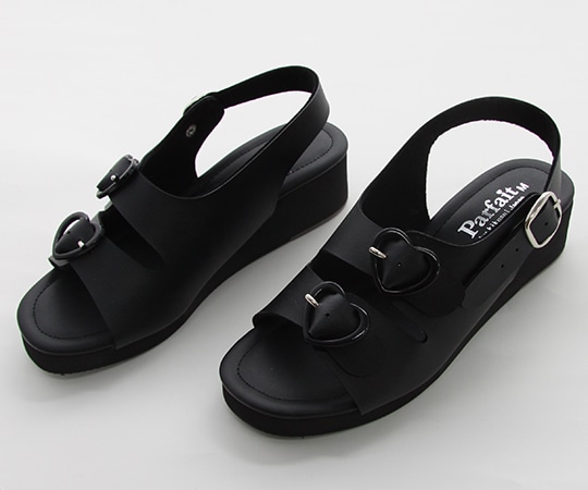 キクスイーサンダル ハート2バックルサンダル ブラック M(22.5~23.0cm) 12472 1足(ご注文単位1足)【直送品】