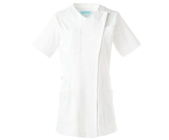 KAZEN レディススクラブジャケット半袖 ホワイトxホワイト LL 981-10 LL 1枚（ご注文単位1枚）【直送品】