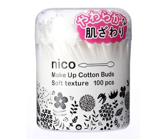 山洋 nico soft メイク綿棒(丸筒) 1箱(100本×60個入) 1箱(ご注文単位1箱)【直送品】