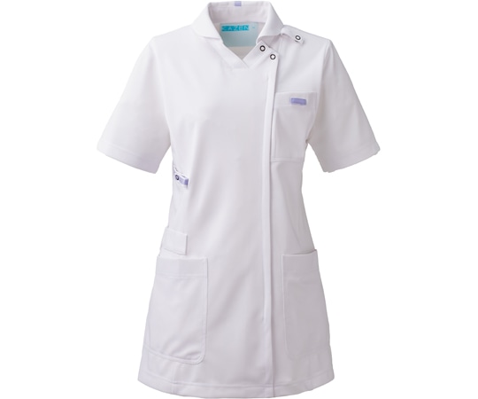 KAZEN レディススクラブジャケット半袖 ホワイト×パープル 3L KZN710-19 3L 1枚（ご注文単位1枚）【直送品】