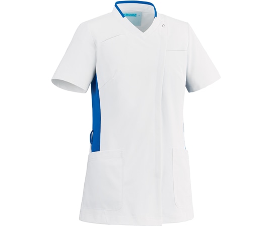 KAZEN レディススクラブ ホワイト×ブルー L 039-21 1枚（ご注文単位1枚）【直送品】