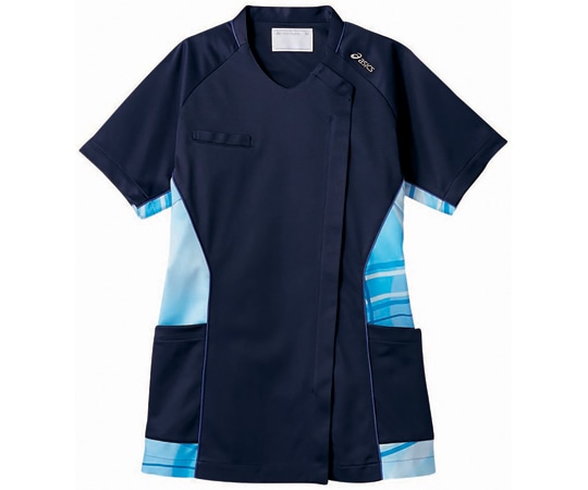 アズワン スクラブ レディス 半袖 ネイビー×ブループリント S CHM358-93 S 1枚（ご注文単位1枚）【直送品】