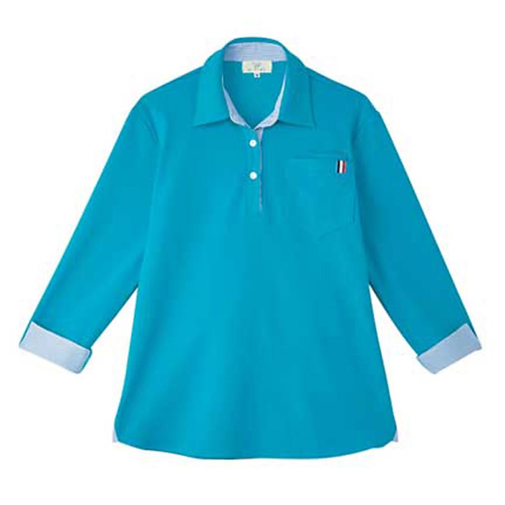 KIRAKU（トンボ） レディスニットシャツ ティールブルー L（身丈66.5cm） CR146-76 L 1枚（ご注文単位1枚）【直送品】