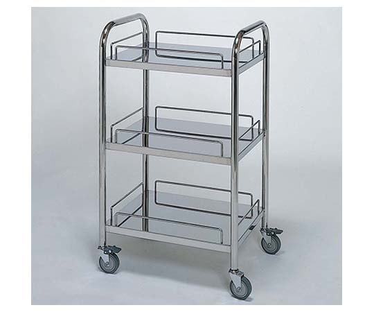 柏ステンレス工業 ステンレスワゴン アーチ型回診車M （枠付） 3段 ステンレスワゴンMB-3UG-M 1個（ご注文単位1個）【直送品】