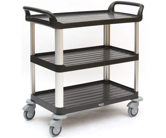 金沢車輌 静音樹脂3段ワゴン ブラック SA-93F Black 1台(ご注文単位1台)【直送品】