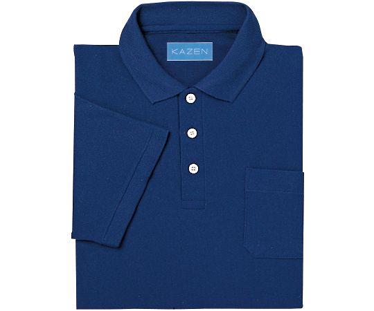 KAZEN 兼用ポロシャツ半袖 ネイビー 3L 232-28 3L 1枚（ご注文単位1枚）【直送品】