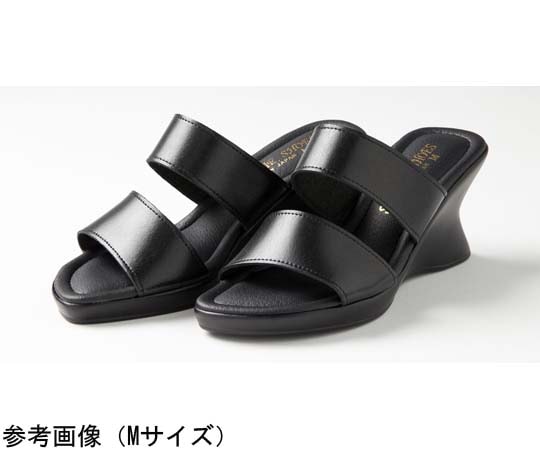 山一 厚底ウエッジ2ベルトミュール ブラック S 601BKS 1足(ご注文単位1足)【直送品】